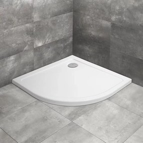 Cadita dus semirotunda Radaway Doros A 90x90 cm acril alb