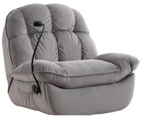 Fotoliu Recliner, suport picioare extensibil, suport telefon, Textil, Gri