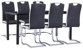 vidaXL Set mobilier de bucătărie, 7 piese, negru, piele ecologică