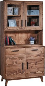 Bufet lemn masiv Timeless 2 Corpuri 2 Sertare 4 Uși 98x45/35x190 cm Whisky