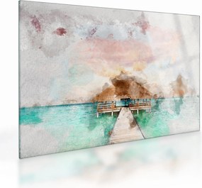 Tablou pe sticlă - Maldive, debarcader din lemn (70x50 cm)