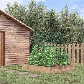 Outsunny Spalier de grădină suport pentru plante cățărătoare în formă de A din oțel, 3 niveluri cu înălțime reglabilă, 180 x 100 x 180 cm, verde | Aosom Romania