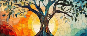 Tablou – Mozaic – soare și arbore I. (120x50 cm)