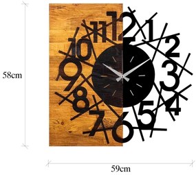 Ceas de perete 59x58 cm 1xAA lemn/metal