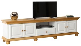 Comoda TV lemn masiv Luxus alb/natur 220 x 45 x 55 cm
