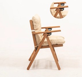 Fotoliu de grădină crem/natural din lemn – Floriane Garden