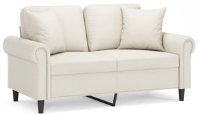 3153168 vidaXL Canapea cu 2 locuri, perne&pernuțe crem 120 cm piele ecologică