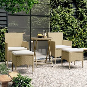 3058390 vidaXL Set mobilier bistro, 3 piese, bej, poliratan/sticlă securizată