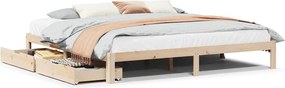 vidaXL Cadru de pat cu sertare 180x200 cm lemn masiv pin