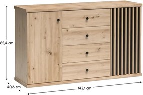 Comoda KOLI C-4, stejar artisan