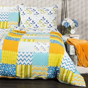 Lenjerie de pat bumbac crep 4Home Patchwork albastru,140 x 200 cm, 70 x 90 cm, 140 x 200 cm, 70 x 90 cm