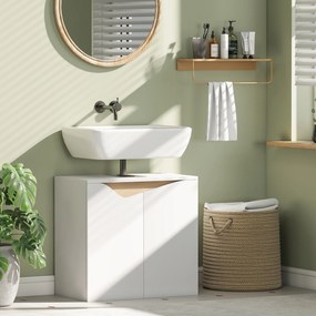 HOMCOM Dulap Sub Lavoar pentru Baie, Dulap de Depozitare cu Uși Soft-Close, pentru Lavoar fără Coloană, Alb | Aosom Romania