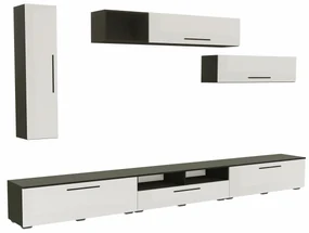 Living haaus Haga V20, Alb Lucios/Negru, MDF, L 360 cm
