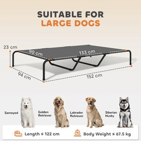 PawHut Pat Ridicat pentru Câini de Talie Mare, Targă Portabilă din Oțel și Plasă Respirabilă, Ușor de Montat, Gri, 152x94x23 cm | Aosom Romania