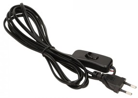 Stecher cu cablu si intrerupator, 2 metri, negru, GTV