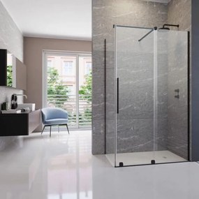 Cabina de dus dreptunghiulara usa culisanta Radaway Furo KDJ 120x80 profil negru mat dreapta