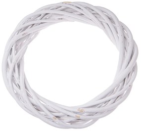 Coroană din răchită Elemetary albă, diametru 20 cm