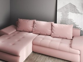 Colțar extensibil dumonde cu ladă de depozitare si sezut confortabil din spuma high-density, Leonardo Royal Roz 260x185 cm