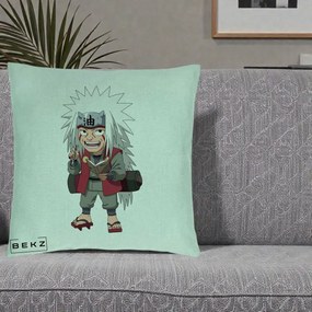 Perna Personalizata Naruto Jiraiya Sensei Chibi, 40x40 cm, Verde Menta, Husa Detasabila, Perna Inclusa, BEKZ®
