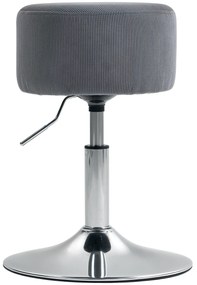 HOMCOM Taburet Înalt de Bucătărie Reglabil în Înălțime 52-66 cm Tapitat cu Catifea Rotativ 360° Gri | Aosom Romania