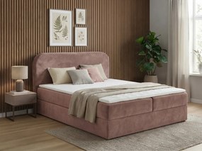 Pat tapițat boxspring FORENA 160x200 cm roz vechi Saltea: Saltea cu arcuri Bonell