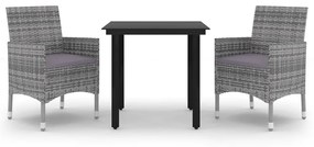 3099691 vidaXL Set mobilier de grădină cu perne, 3 buc, poliratan și sticlă