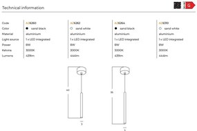 Pendul LED stil minimalist VERNO 1 40 negru 3000K