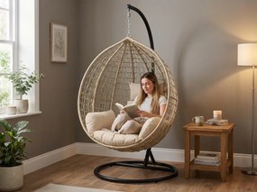 Scaun suspendat KOKON cu suport, bej