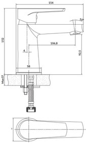 Baterie de lavoar Cersanit S951-584 MODUO 15,2 cm negru