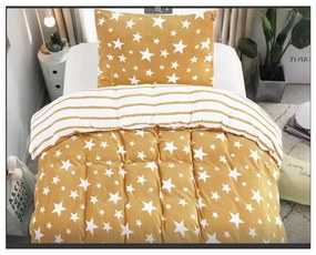 Lenjerie de pat din microplus bej STARS + cearceaf din microplus SOFT 90x200 cm alb