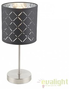 Lampa eleganta cu abajur din tesatura gri cu argintiu, Kidal 15228T GL