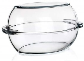 Borcam Vas de copt oval din sticlă cu capac, 6 l