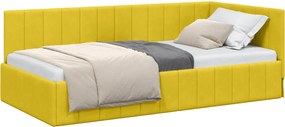 vidaXL Cadru de pat colțar cu headboard Galben 90 cm x 190 cm Catifea
