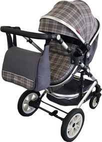 Carucior nou nascuti 3 in 1 Baby Care™ PRO 530 , Cu geanta bebe, Cadru Aluminiu Gold, Amortizoare, Roti din cauciuc plin AVE, Landou, Scoica auto,