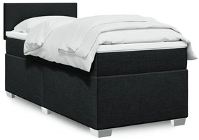 vidaXL Pat box spring cu saltea, negru, 80x200 cm, textil