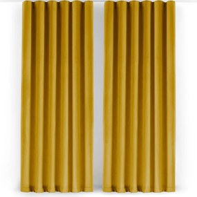 Draperie galben-muștar dimout (semi-opacă) din catifea 140x300 cm Velto – Filumi