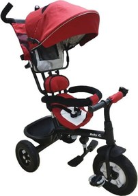 Tricicleta cu copertina Baby Care™ My first Trike, pedale si maner parinti, scaun reversibil cu invartire 360 grade, cadru metalic, Rosu Bordeaux