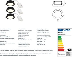 Set de 3 spoturi incastrabile baie IP65 LED Olea negru