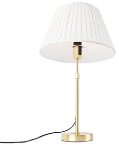 Lampă de masă aurie/alamă cu abajur plisat crem 35 cm - Parte