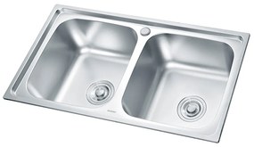 Chiuvetă pătrată Nago din oțel inoxidabil cu două cuve