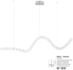 Lustra LED suspendata, dimabila, deosebita design lux PERLA opal, auriu