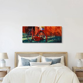 Tablou - Bicicleta roșie, pictură acrilică (120x50 cm)