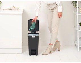 Coș cu pedală Brabantia StepUp 1008479, 16 L, Materiale ecologice, Deschidere mare, Gri închis