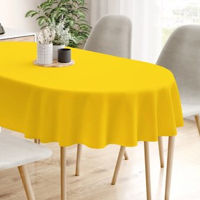 Goldea față de masă loneta - galben închis - ovală 140 x 180 cm