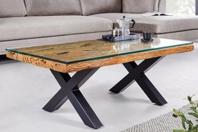 Masuta design high-tech din metal si lemn masiv, Barracuda 110cm