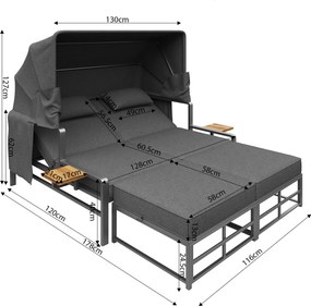 Set de lounge pentru grădină pentru 2-4 persoane, Gri închis | Aosom Romania