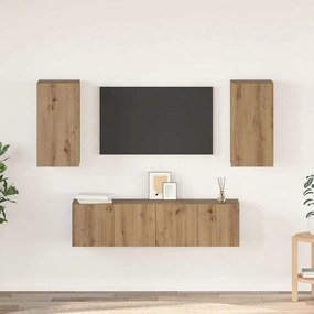 vidaXL Set comodă TV cu raft Pe perete 4 pcs stejar artizanal 60 x 30 x 30 cm