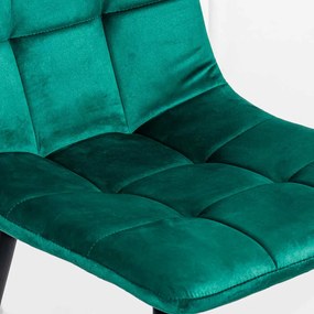 Scaun living din catifea cu cadru negru BUC 211 verde