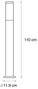 Lampă de exterior modernă pe stâlp din oțel 110 cm IP44 - Rox