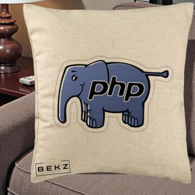 Perna Personalizata PHP Elephant, 40x40 cm, Bej, Husa Detasabila, Perna Inclusa, BEKZ®